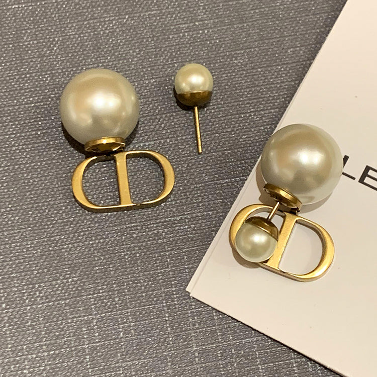 CD Pearl Earrings, Unique Design, Pure Silver Ear Studs, Advanced Retro Earrings, 2024 New Explosive Earrings for Women