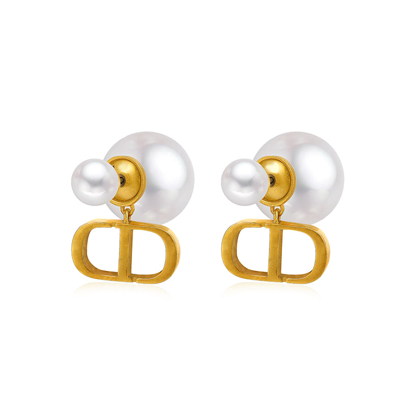 CD Pearl Earrings, Unique Design, Pure Silver Ear Studs, Advanced Retro Earrings, 2024 New Explosive Earrings for Women